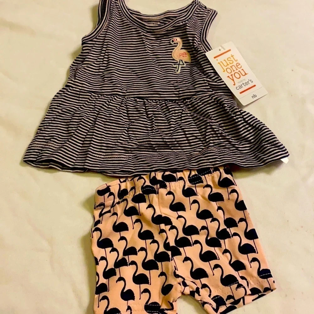 Carter’s Newborn Pelican & Stripes Outfit NWT Summer Adorable 2 Piece Set
